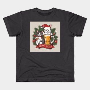 AI Created Christmas Design- Two cats and a pint Kids T-Shirt